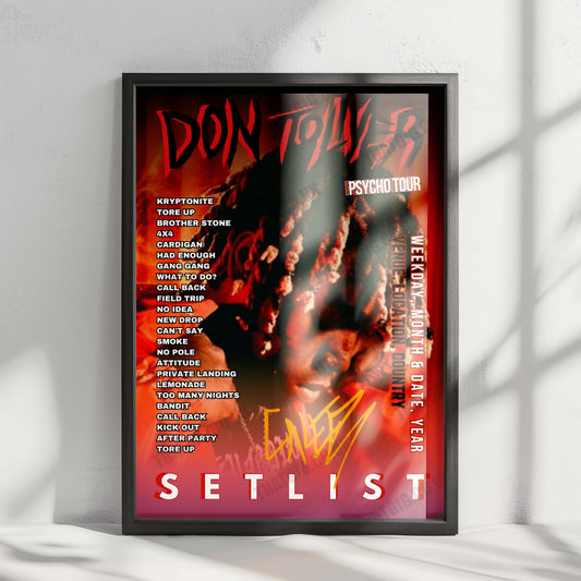Don Toliver Setlist Poster - Mitsubishi Electric Halle, Düsseldorf - May 23rd, 2025