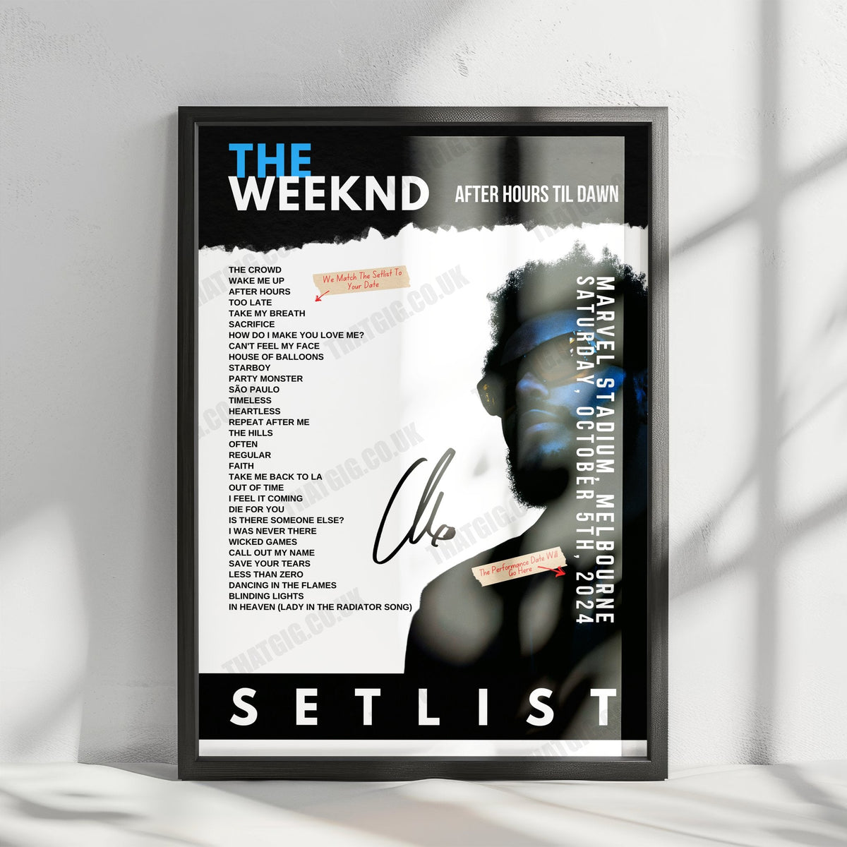 The Weeknd Setlist Poster - Estadio BBVA, Monterrey - September 26th, 2023