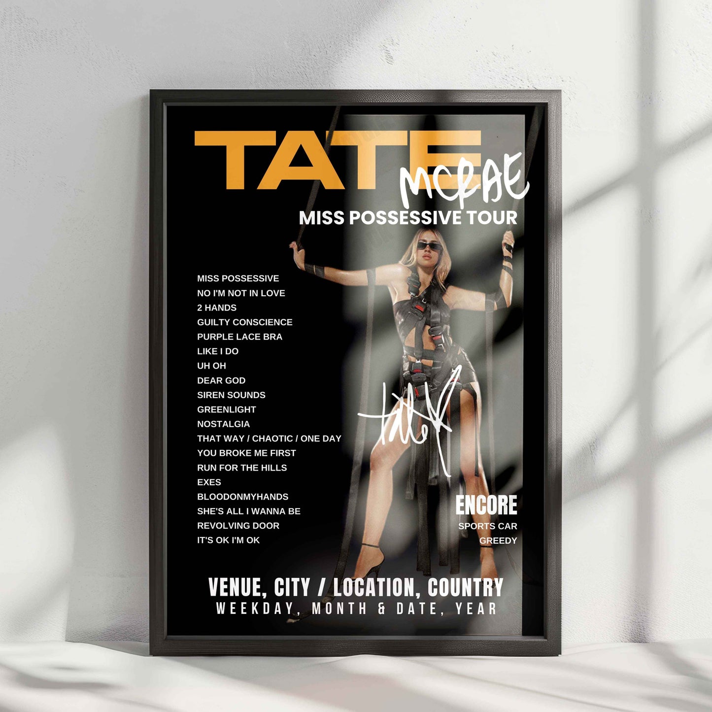 Tate McRae Setlist Poster - Co-op Live, Manchester - May 24th, 2025