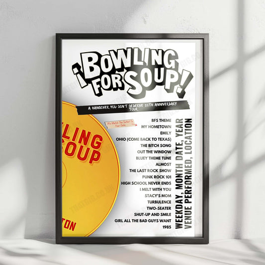 Bowling for Soup Setlist Poster - Rickshaw Theatre, Vancouver - October 18th, 2024