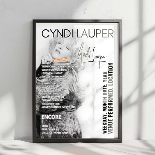 Cyndi Lauper Setlist Poster - MGM Music Hall Boston MA - October 26th, 2024