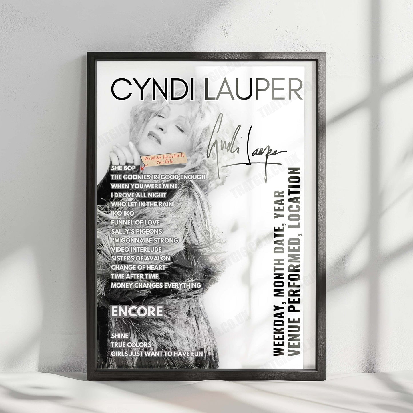 Cyndi Lauper Setlist Poster - Capital One Arena Washington DC - October 27th, 2024