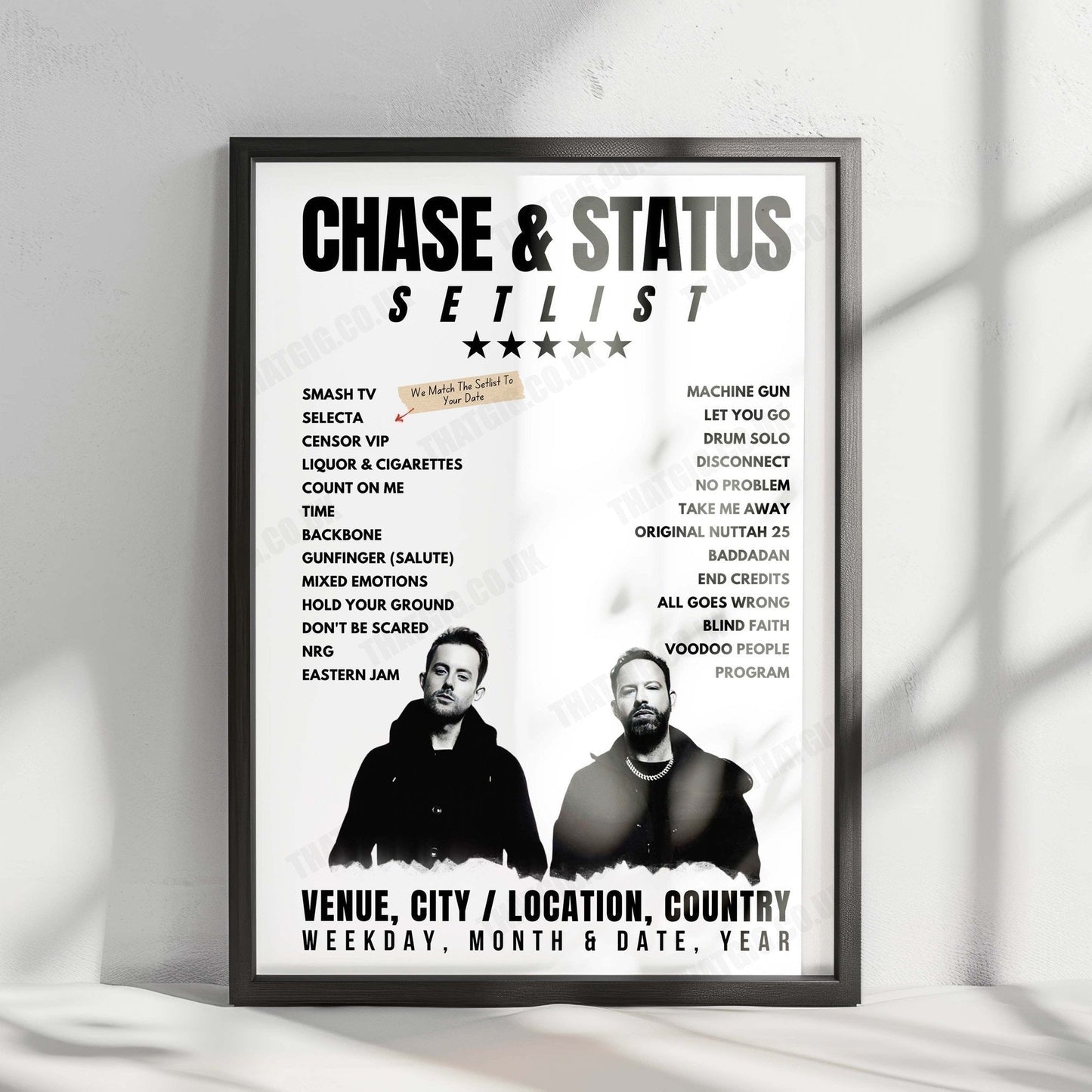 Chase & Status Setlist Poster - Way Out West 2024, Slottsskogen, Gothenburg, Sweden - August 8th, 2024