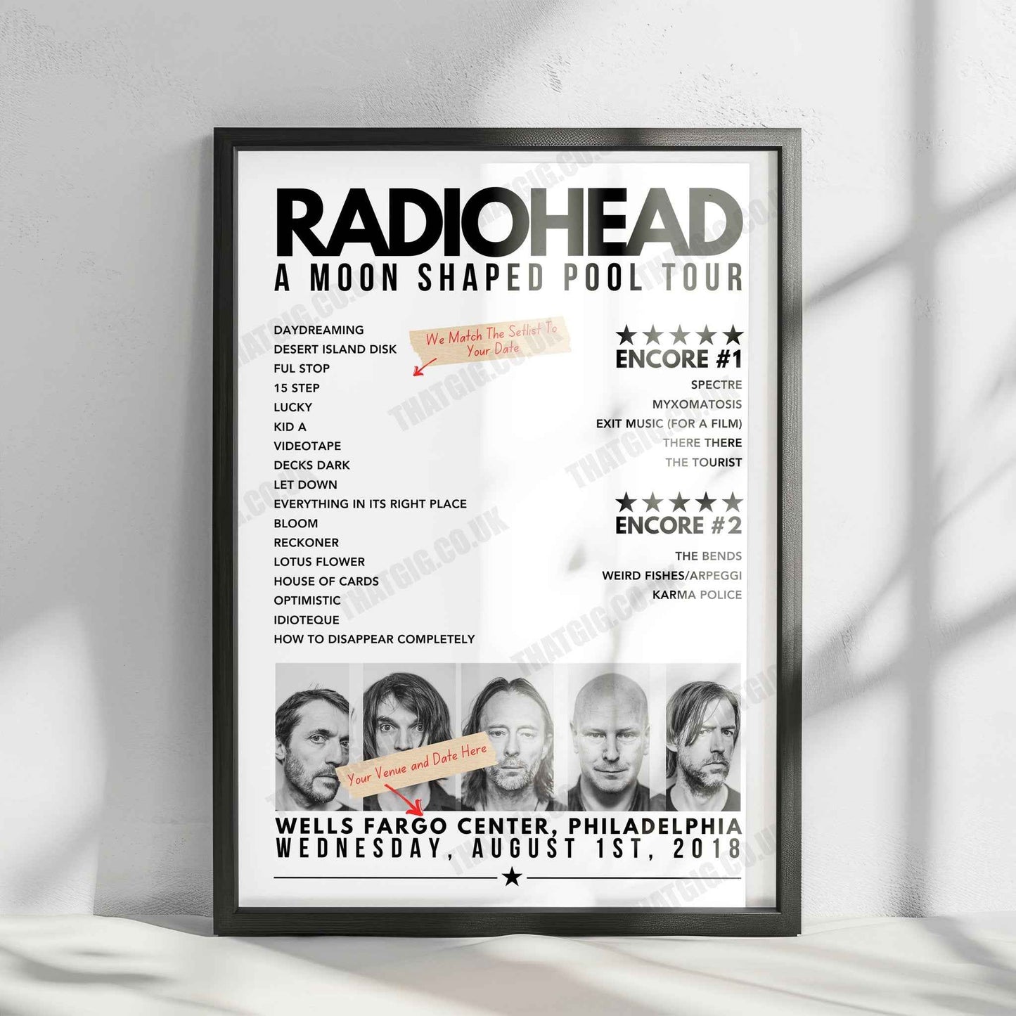 Radiohead Setlist Poster - TD Garden, Boston, USA - July 29th, 2018