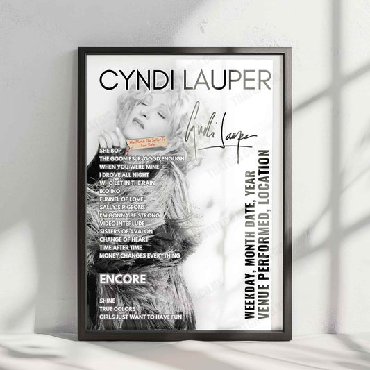Cyndi Lauper Setlist Poster - Toyota Center Houston - November 16th, 2024