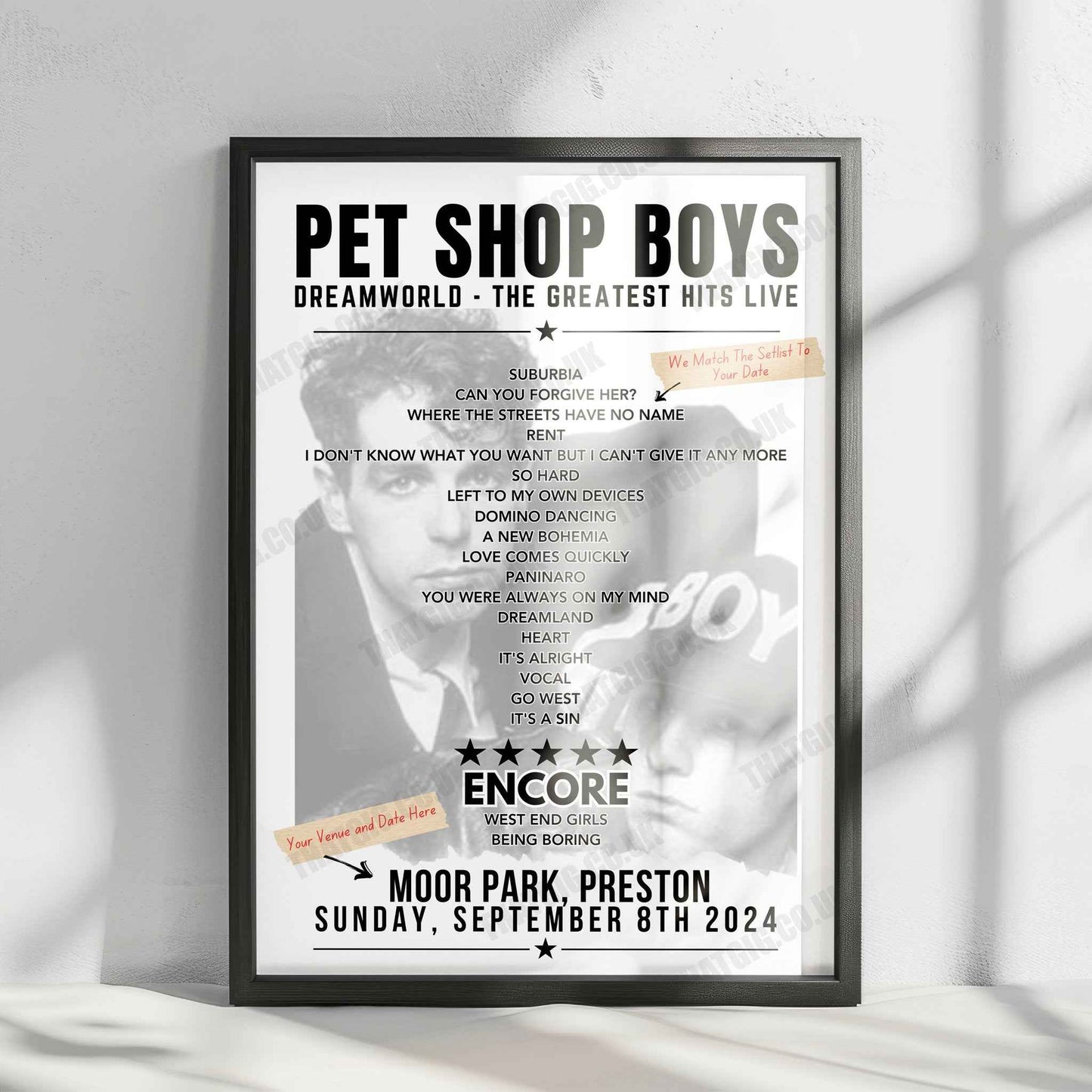 Pet Shop Boys Setlist Poster - Moor Park, Preston - September 8th, 2024