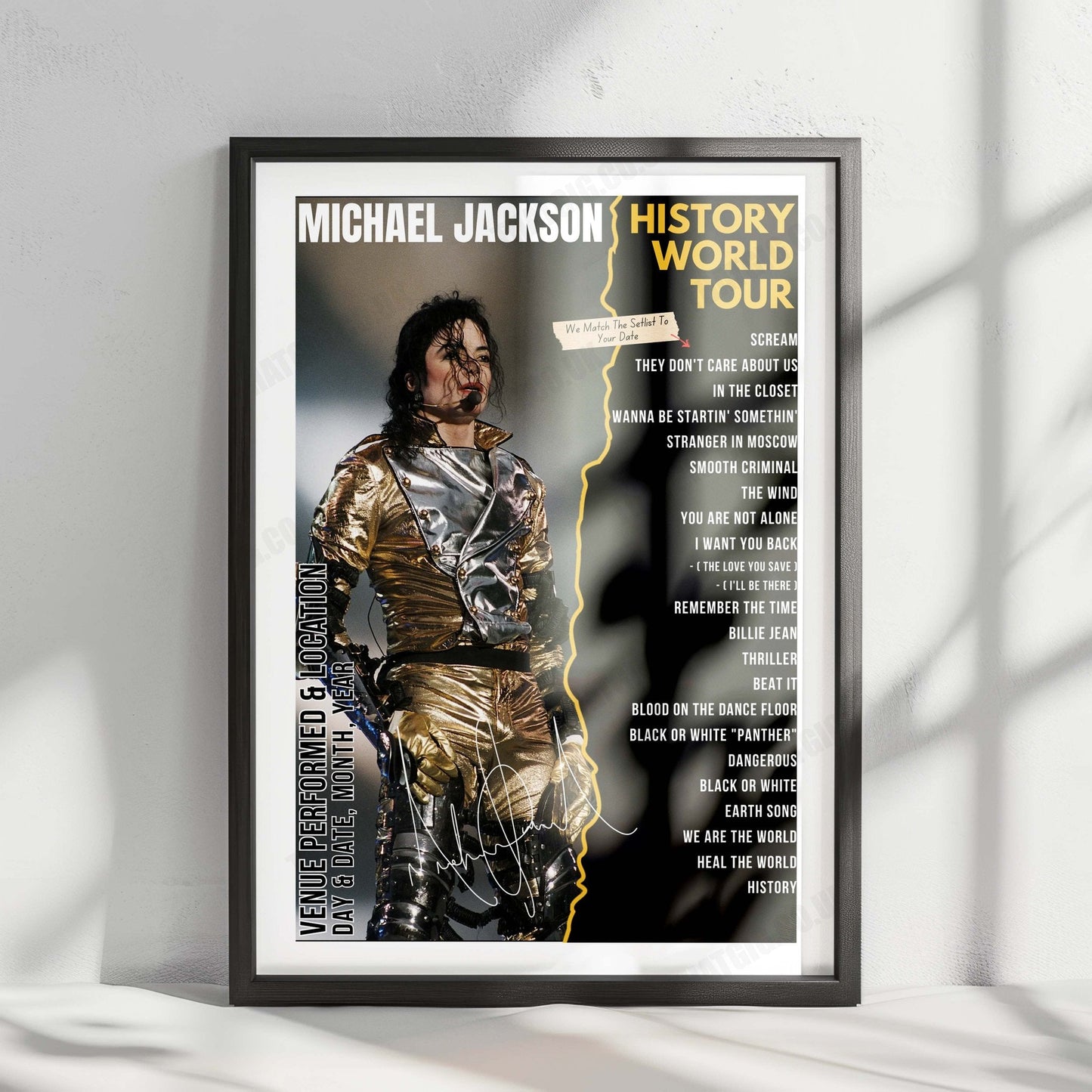 Michael Jackson Setlist Poster - Don Valley Stadium, Sheffield, England - July 9th, 1997