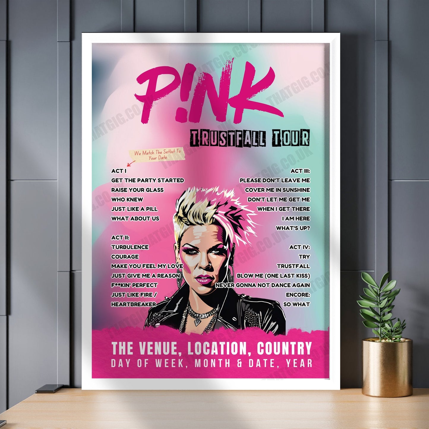 P!nk Setlist Poster - Amerant Bank Arena Sunrise - November 15th, 2023