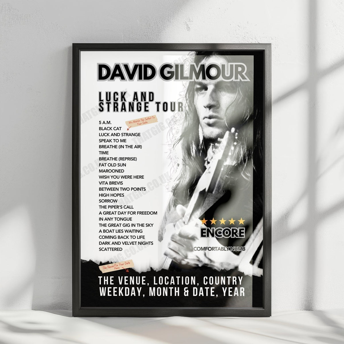 David Gilmour Setlist Poster - Royal Albert Hall, London - October 10th, 2024