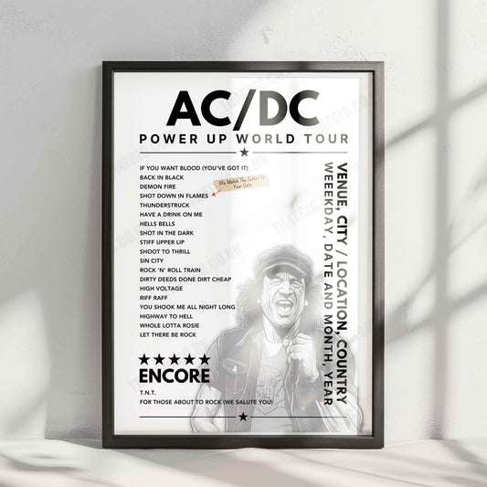 AC/DC Setlist Poster - Hanns-Martin-Schleyer-Halle, Stuttgart - October 18th, 2000