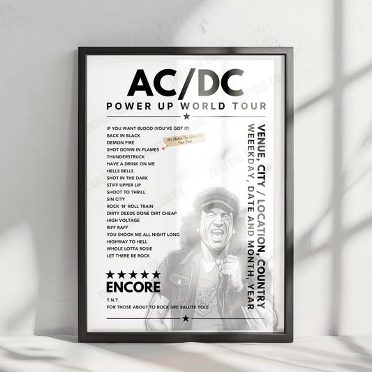 AC/DC Setlist Poster - Palais Omnisports de Paris-Bercy, Paris - February 25th, 2009