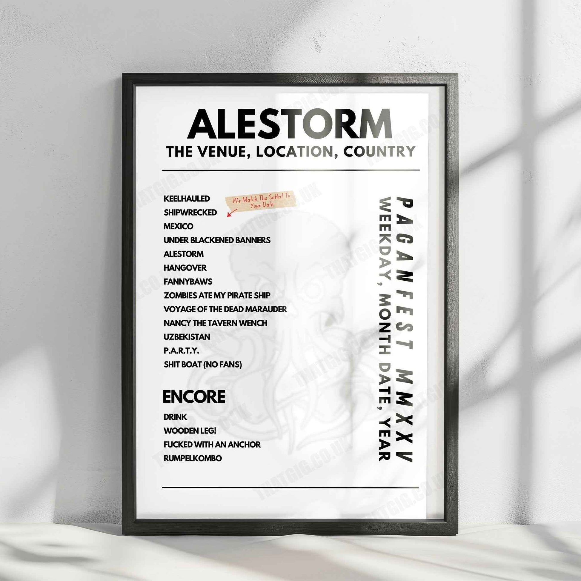 Alestorm Setlist Poster - Le Zénith, Paris, France - January 22nd, 2025