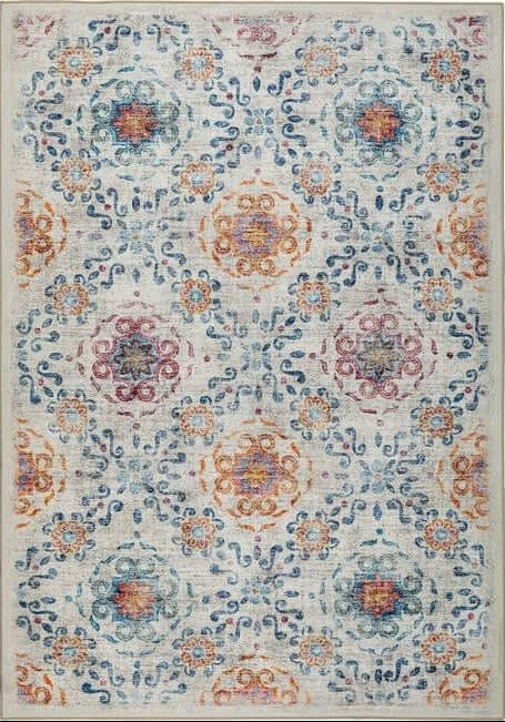 Eco-Washable Cream Rug Moroccan Design