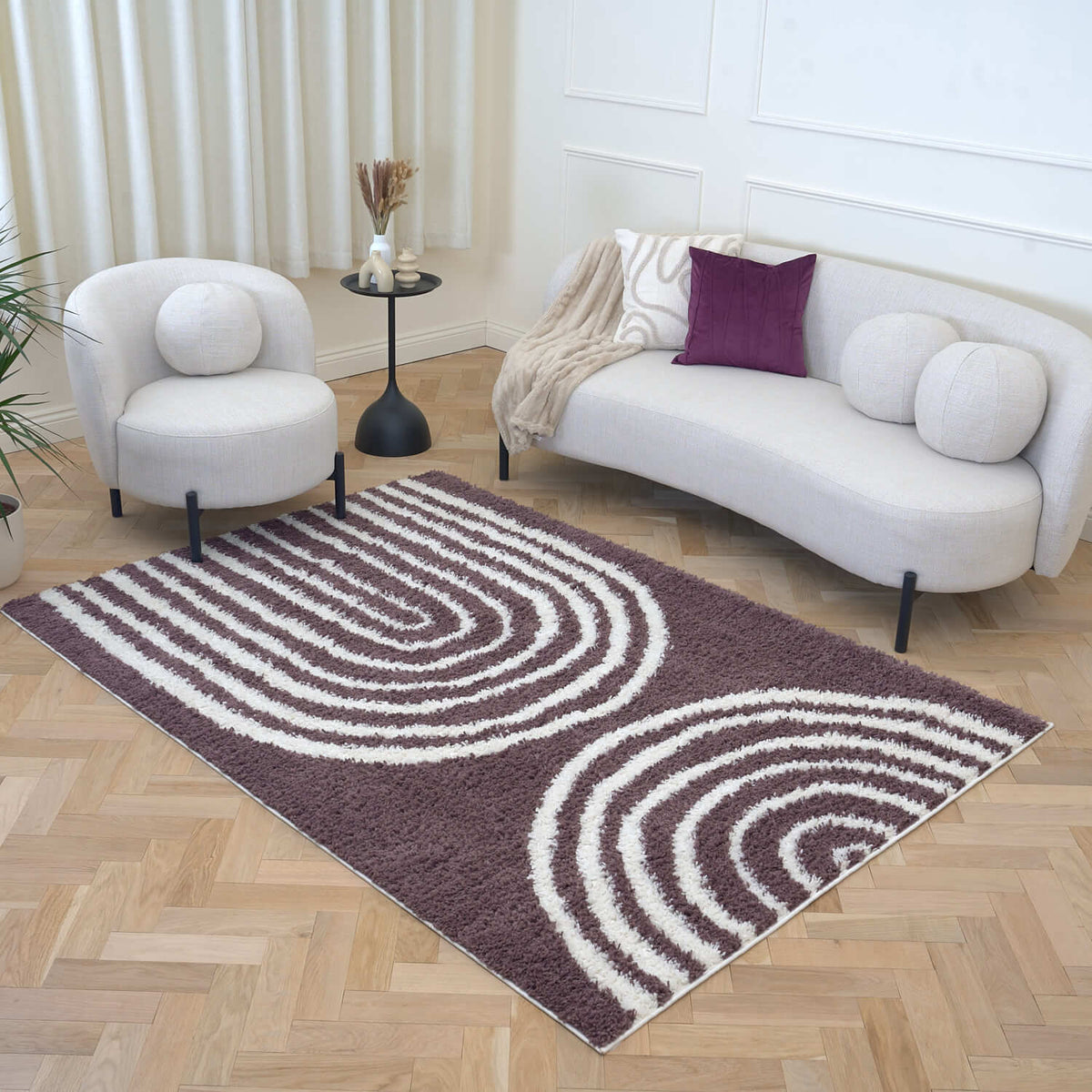 Moodi Shaggy Purple Velvetine Rug