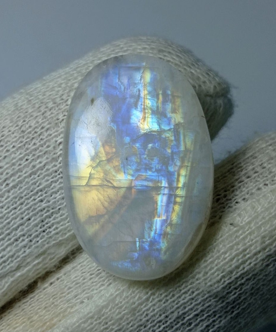 27.1ct Moonstone for Sale - Adularia Moonstone - Rainbow Moonstone - June Birthstone - 28x18x6mm