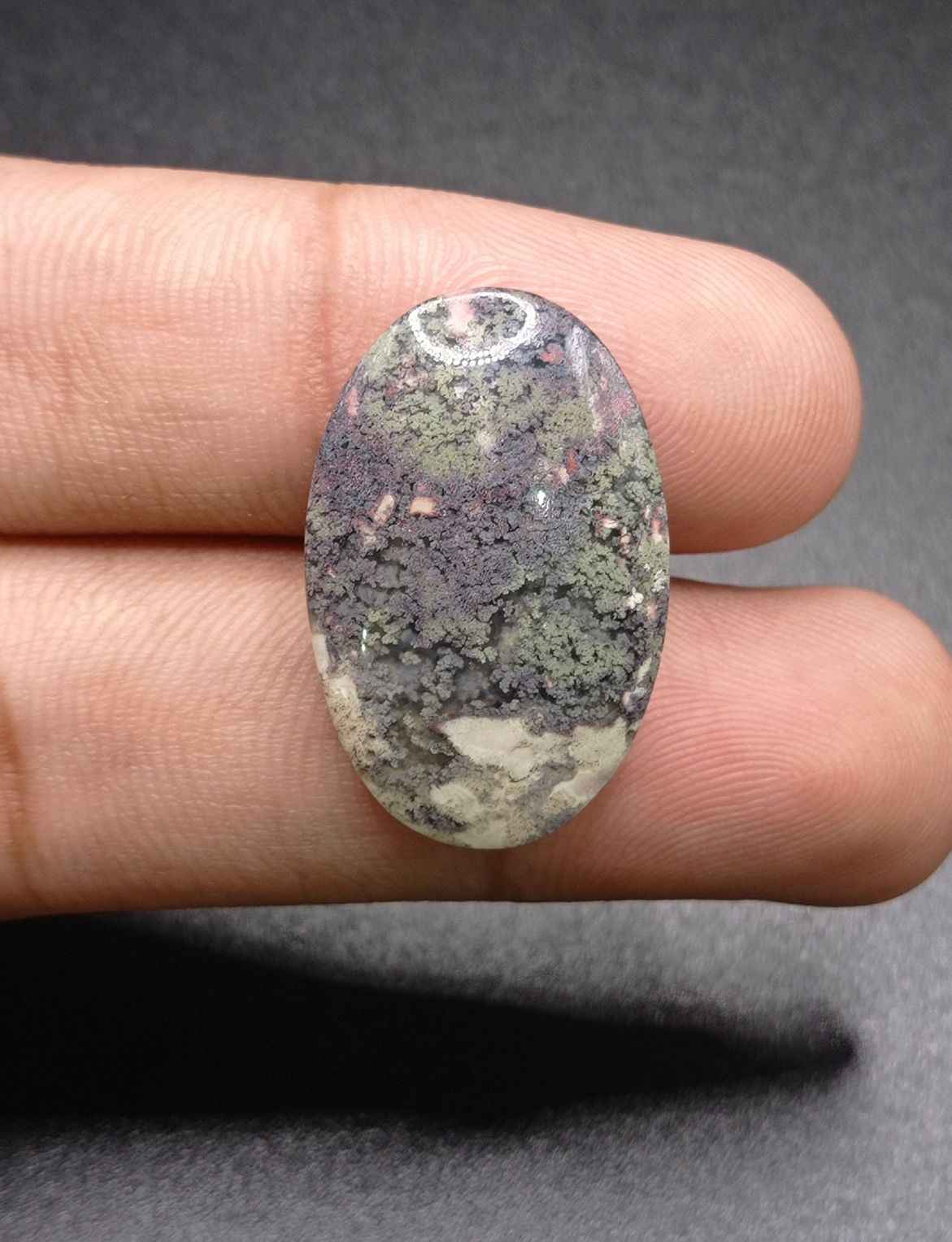 23.1ct Moss Agate - Gray Moss Agate - 28x18x6.8mm