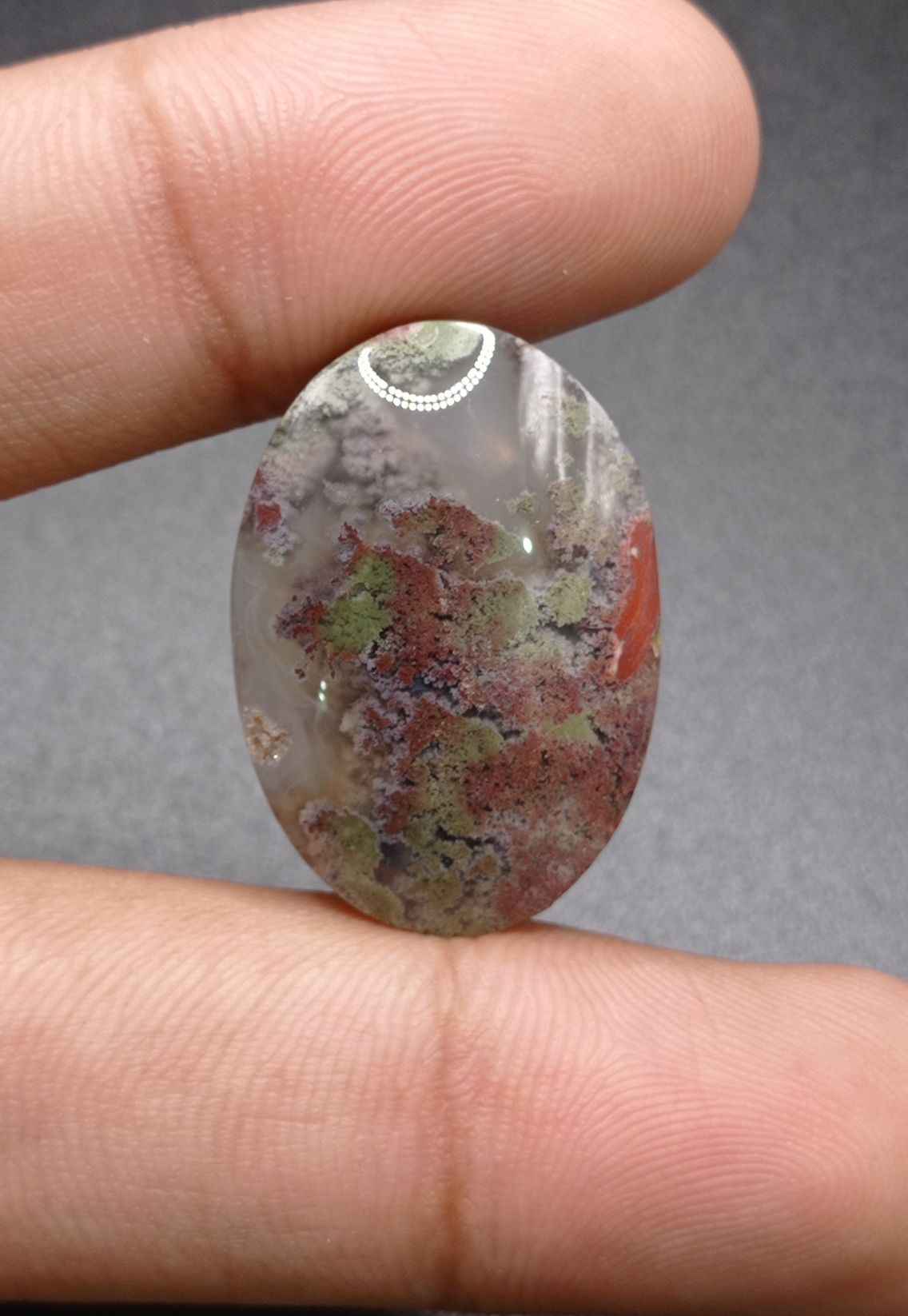 27.7ct Moss Agate - Red Moss Agate - 29x20x7mm