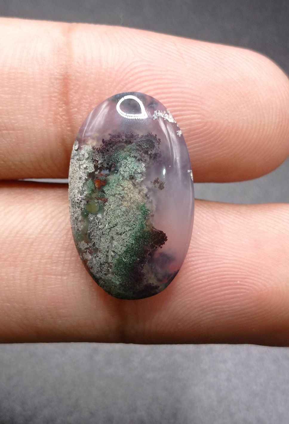 13.4ct Moss Agate - White Moss Agate- 23x14x6mm