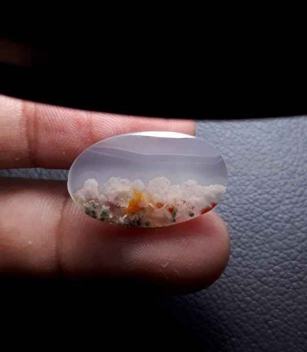 14.5ct Moss Agate - White Moss Agate - 25.2x15.2x5mm