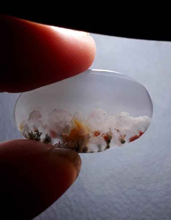 14.5ct Moss Agate - White Moss Agate - 25.2x15.2x5mm