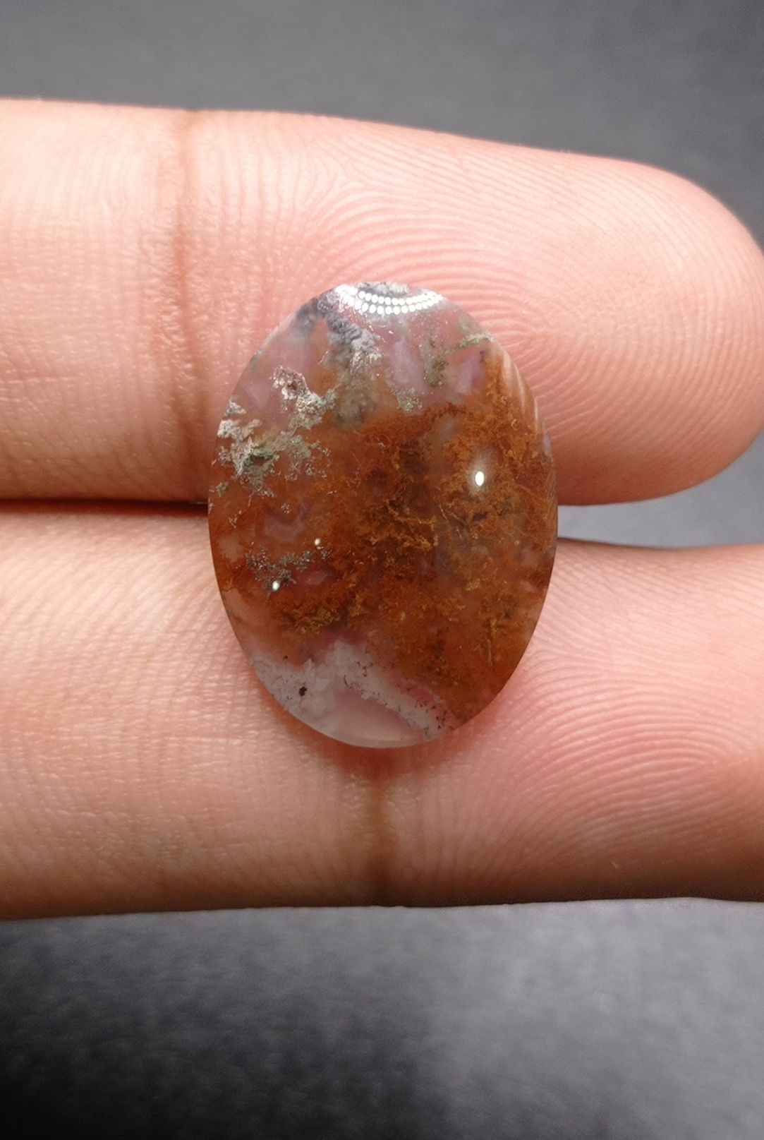 9.2ct Moss Agate - Red Moss Agate - 21x16x4mm