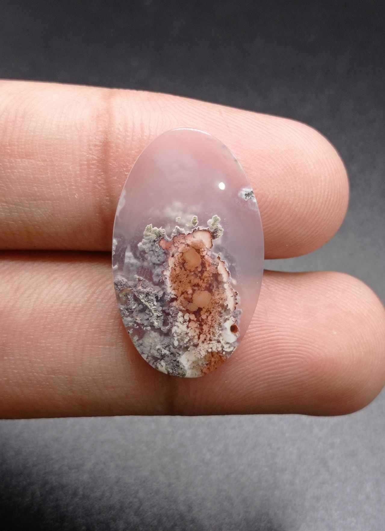 12.1ct Moss Agate - Red Moss Agate - 27.2x16.5x3.5mm