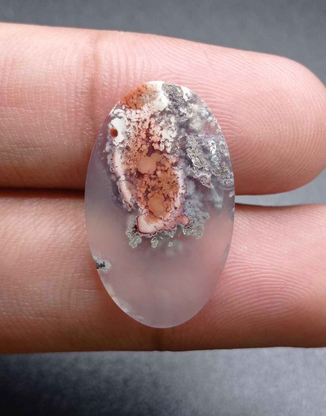 12.1ct Moss Agate - Red Moss Agate - 27.2x16.5x3.5mm