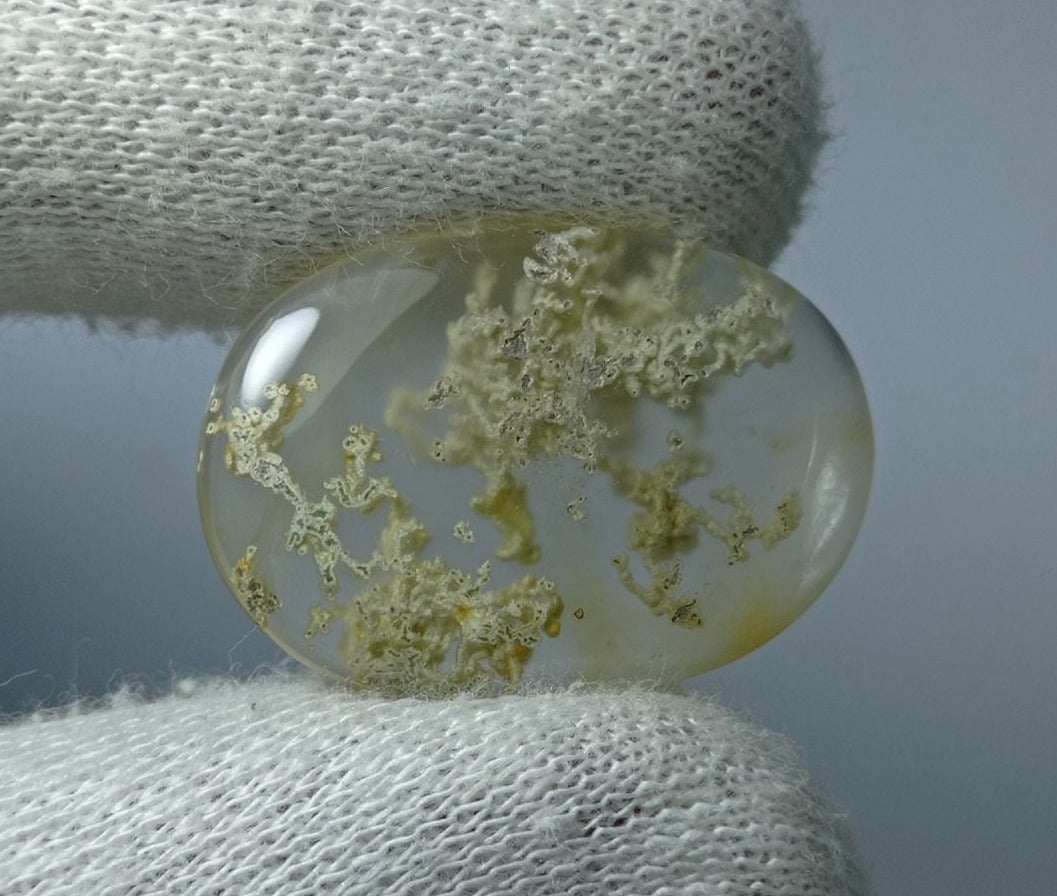 19.35ct Very Unique Pattern of Moss Agate Oval Cabochon - Transparent Moss Agate - 25x18x5mm