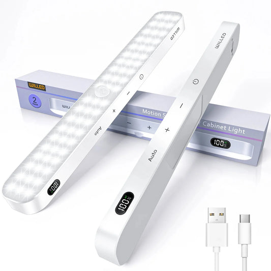 Motion Sensor Cabinet Light Battery Display 60 LED Touch Light Bar Wireless Rechargeable