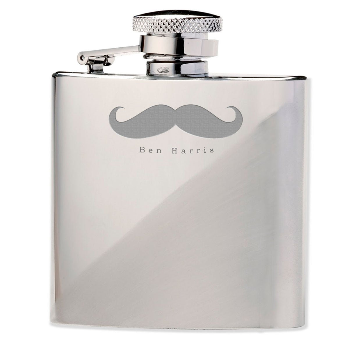 Personalised Stainless Steel Moustache Hip Flask