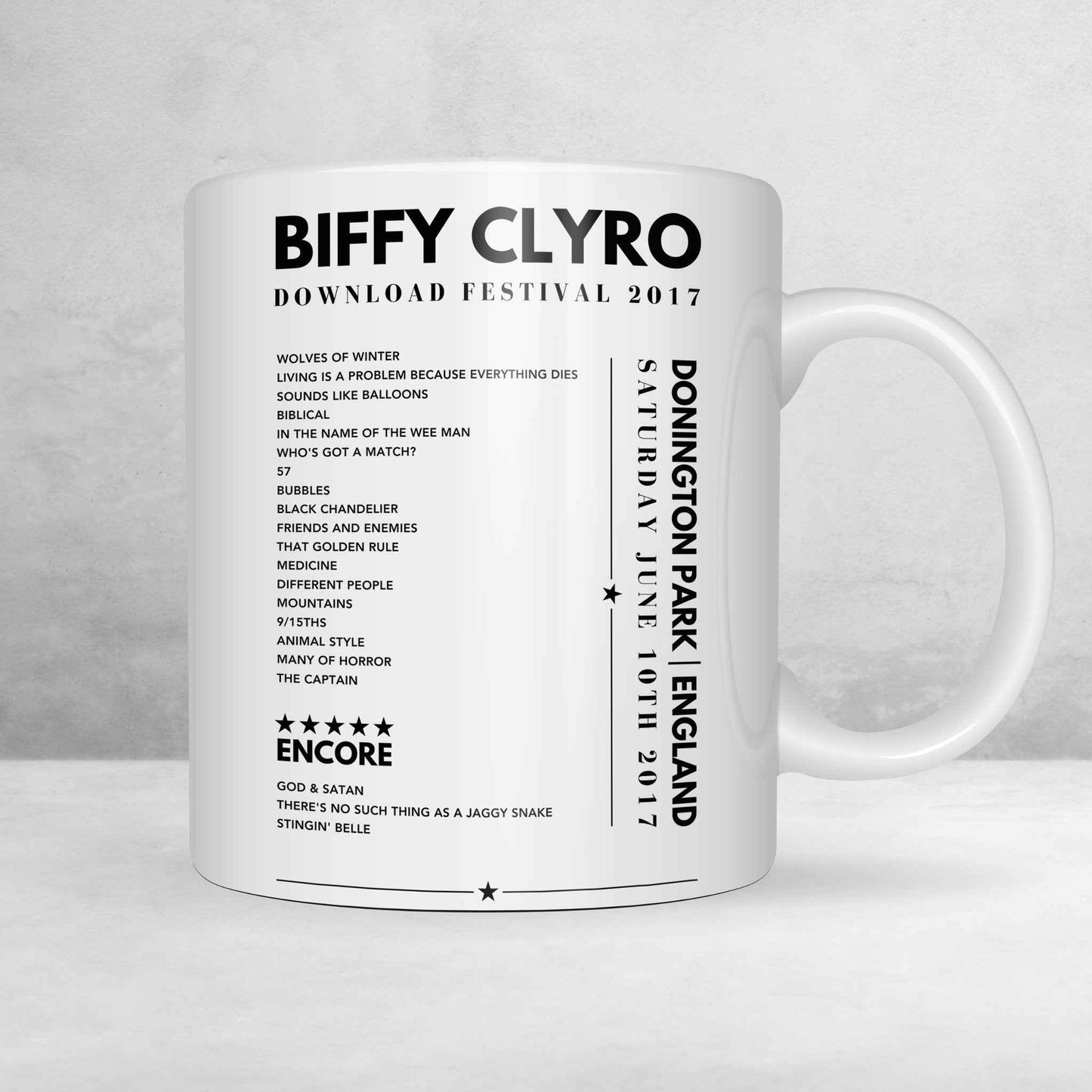 Biffy Clyro Setlist Mug- at Donington Park, Download Festival, England, June 10th, 2023