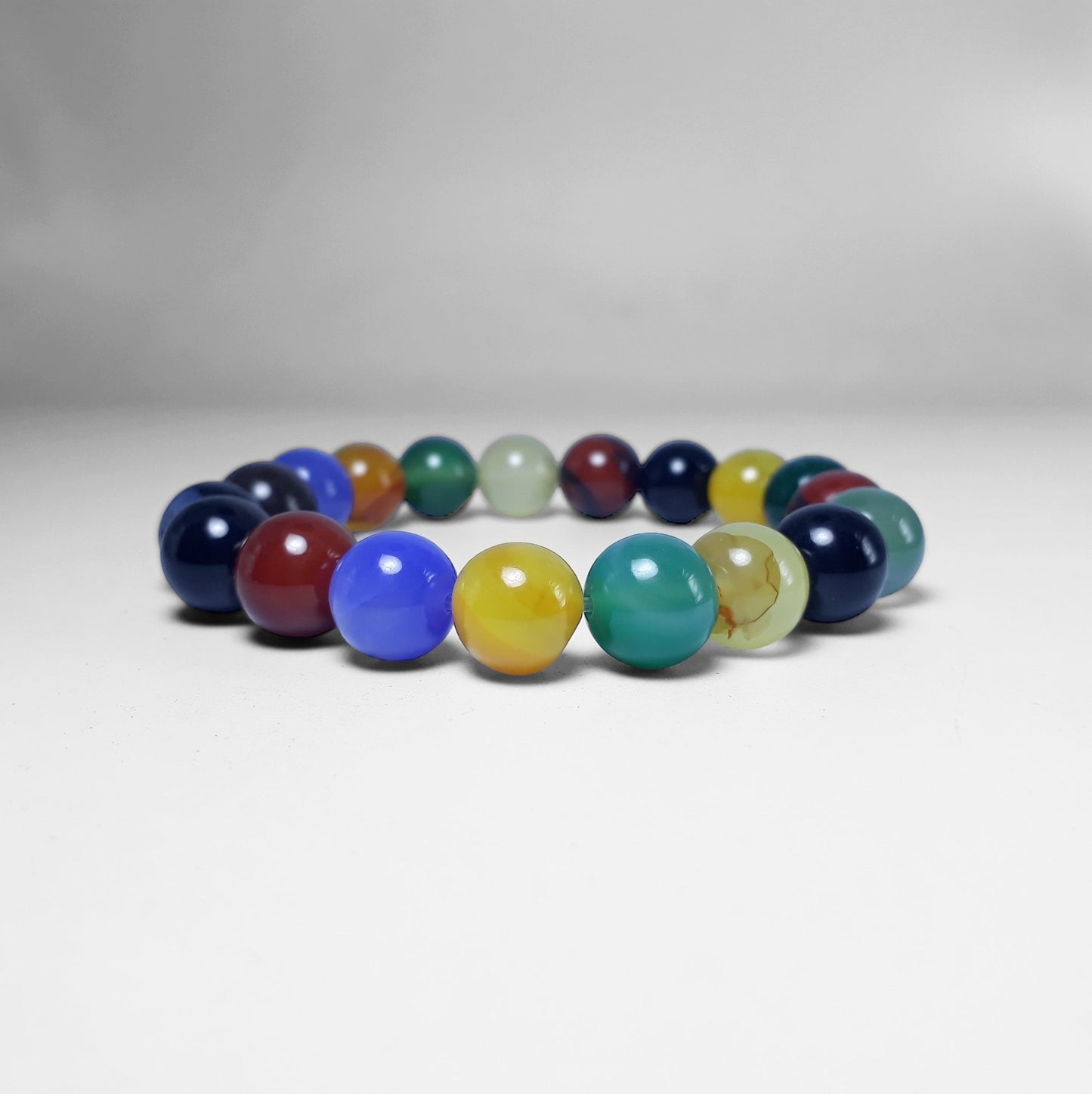 7 Chakra MultiColor Natural Agate Bracelet - 10mm