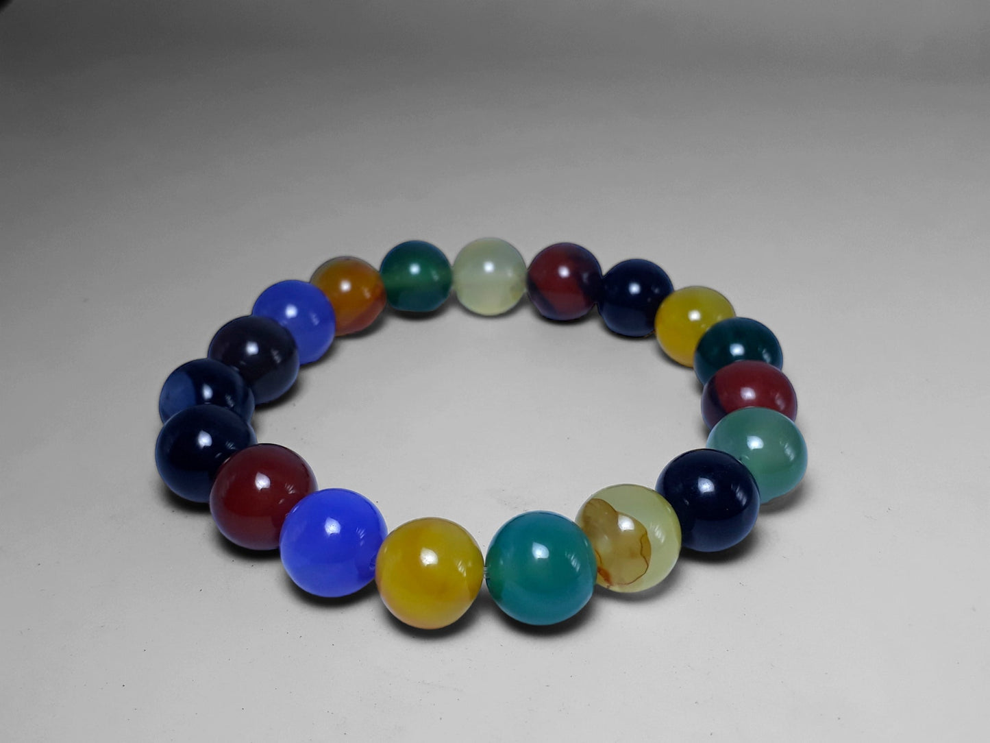 7 Chakra MultiColor Natural Agate Bracelet - 10mm