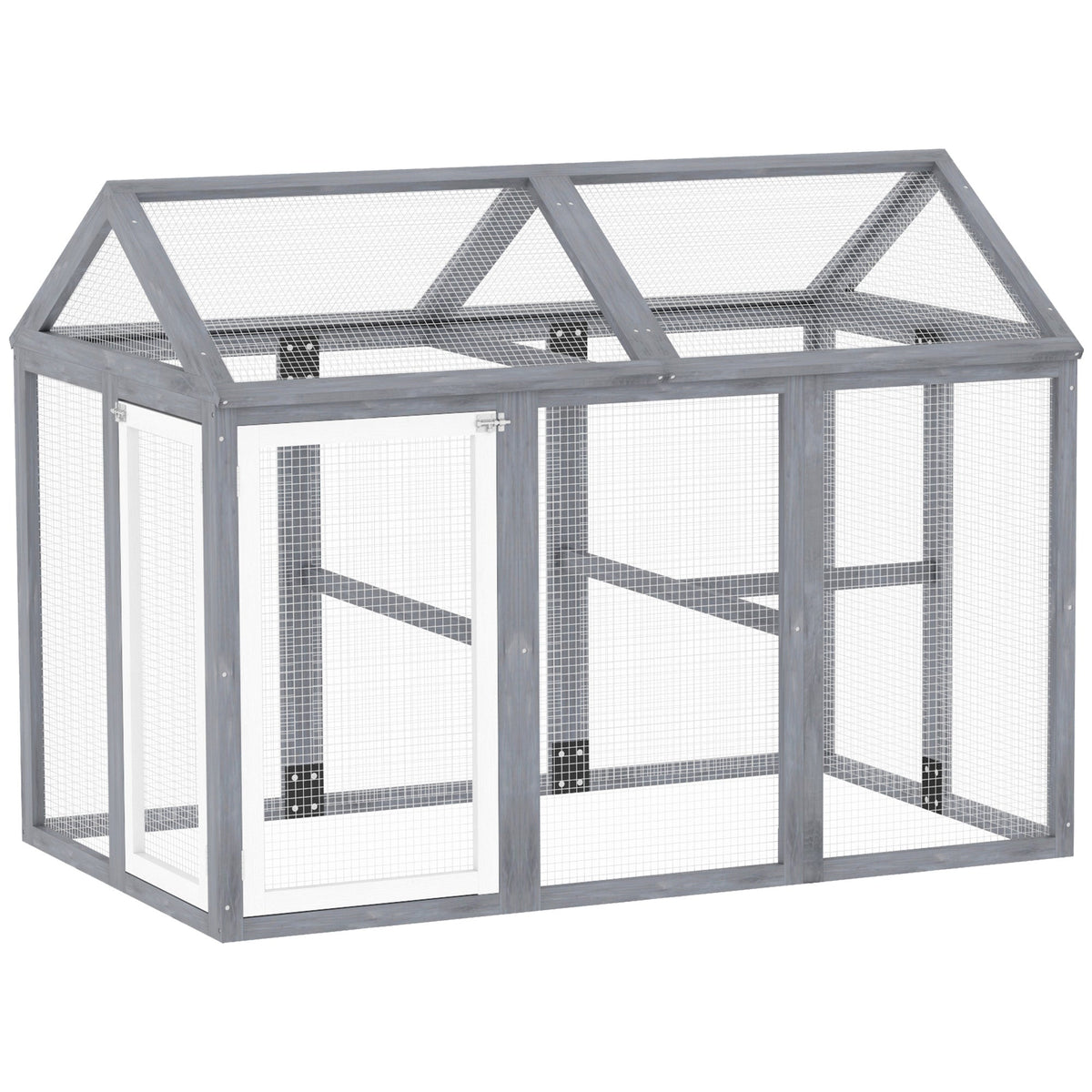 PawHut Chicken Run, Wooden Chicken Coop w/ Combinable Design - Grey