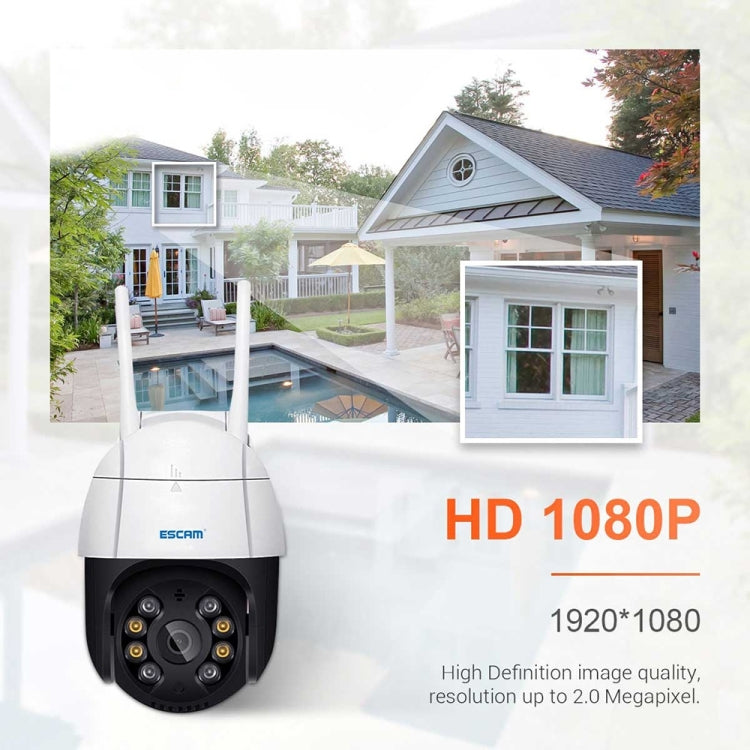 ESCAM QF218 1080P Pan / Tilt AI Humanoid Detection IP66 Waterproof WiFi IP Camera, Support ONVIF / Night Vision / TF Card / Two-way Audio, UK Plug