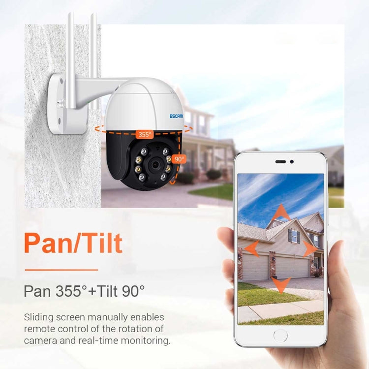 ESCAM QF218 1080P Pan / Tilt AI Humanoid Detection IP66 Waterproof WiFi IP Camera, Support ONVIF / Night Vision / TF Card / Two-way Audio, UK Plug