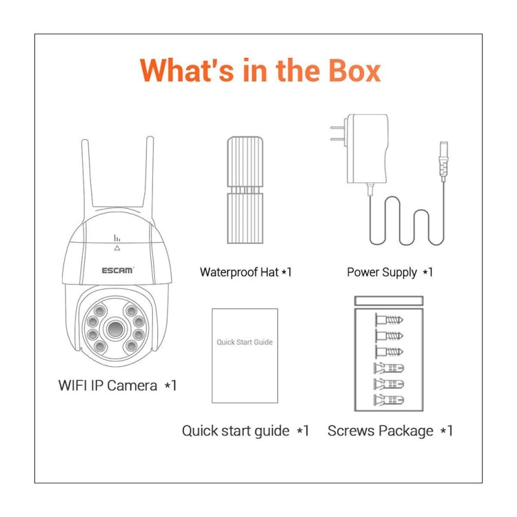 ESCAM QF218 1080P Pan / Tilt AI Humanoid Detection IP66 Waterproof WiFi IP Camera, Support ONVIF / Night Vision / TF Card / Two-way Audio, US Plug