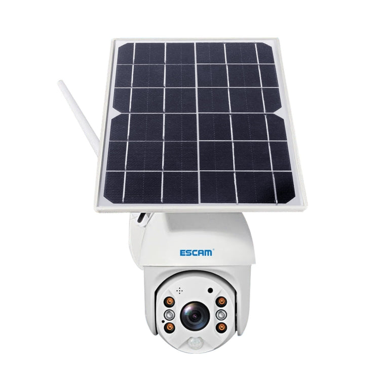 ESCAM QF480 EU Version HD 1080P IP66 Waterproof 4G Solar Panel PT IP Camera with Battery, Support Night Vision / Motion Detection / TF Card / Two Way Audio (White)