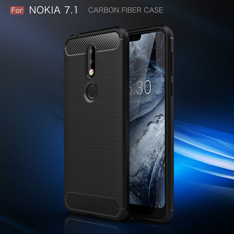 Brushed Texture Carbon Fiber Soft TPU Case for Nokia 7.1, Nokia 7.1