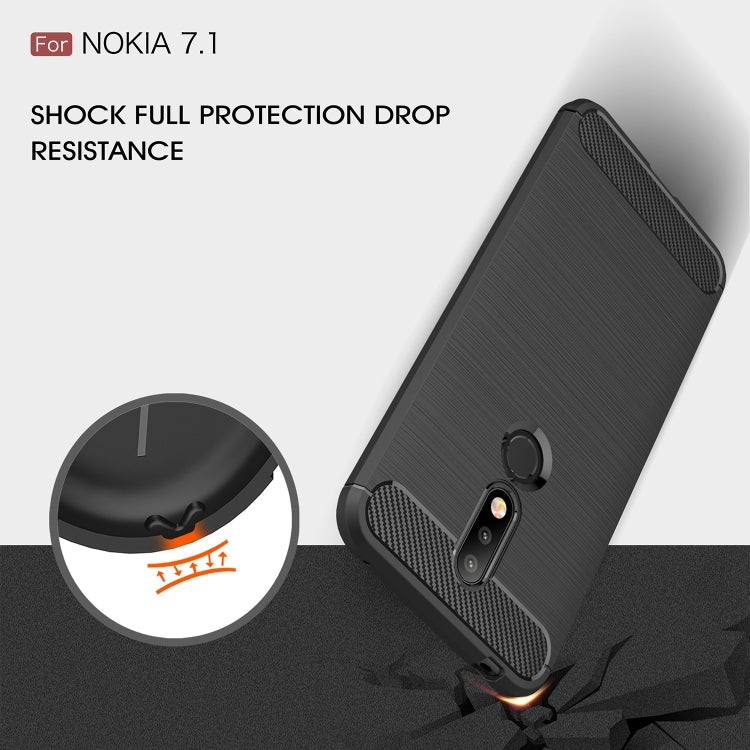 Brushed Texture Carbon Fiber Soft TPU Case for Nokia 7.1, Nokia 7.1