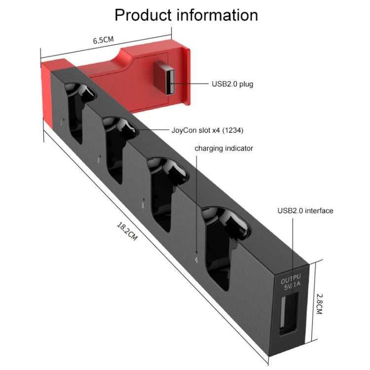 iPega PG-9186 Game Controller Charger Charging Dock Stand Station Holder with Indicator for Nintendo Switch Joy-Con, PG-9186