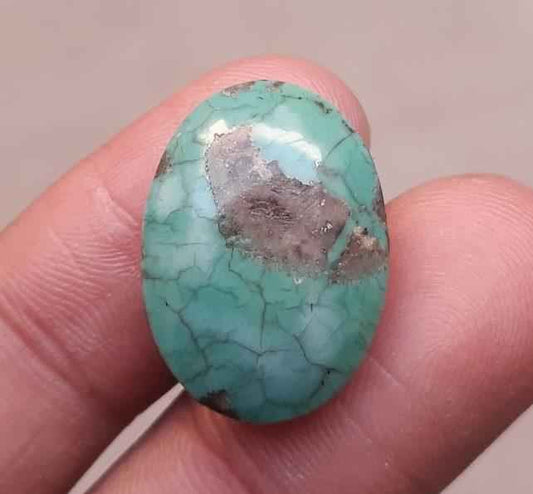 19.4ct Morenci Turquoise - Natural Turquoise - Green Matrix Turquoise - 22x16 mm