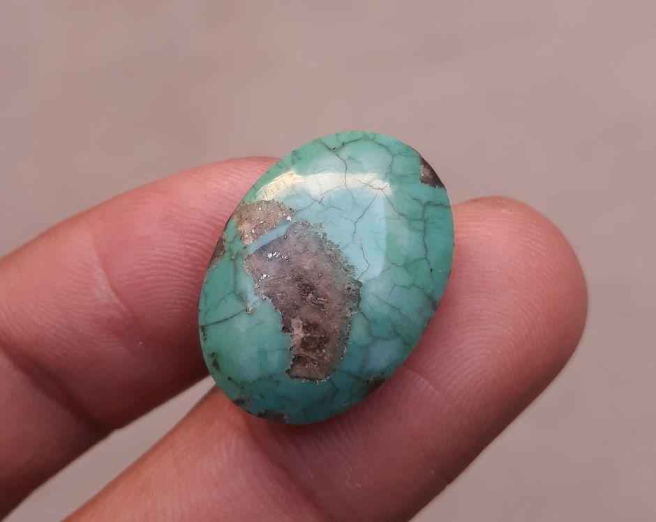 19.4ct Morenci Turquoise - Natural Turquoise - Green Matrix Turquoise - 22x16 mm