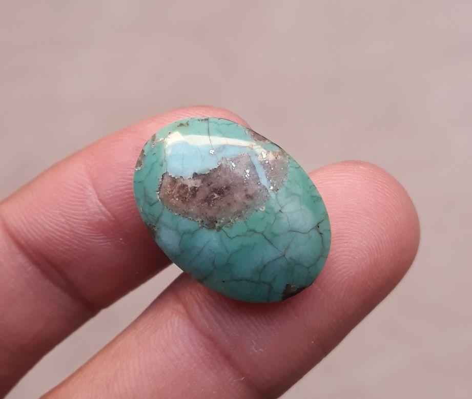 19.4ct Morenci Turquoise - Natural Turquoise - Green Matrix Turquoise - 22x16 mm