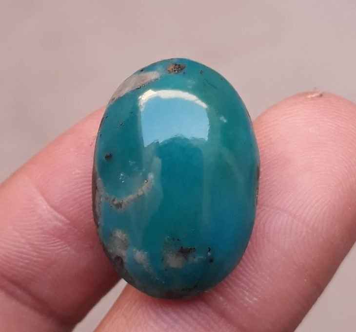Natural Turquoise - Teal Green Matrix Turquoise - 24.85ct 24x17 mm