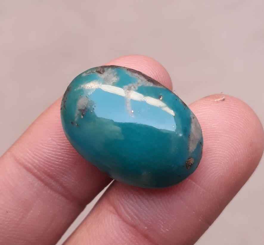 Natural Turquoise - Teal Green Matrix Turquoise - 24.85ct 24x17 mm