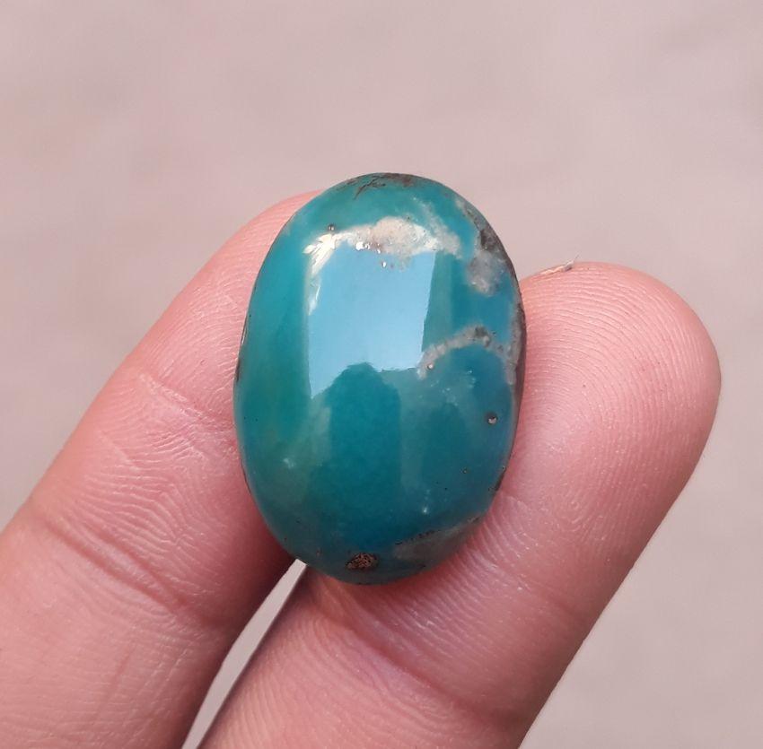 Natural Turquoise - Teal Green Matrix Turquoise - 24.85ct 24x17 mm