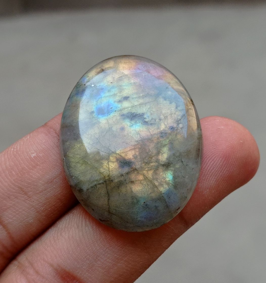 53ct Labradorite Cabochon - Spectrolite- Black Moon Stone - 40x30mm