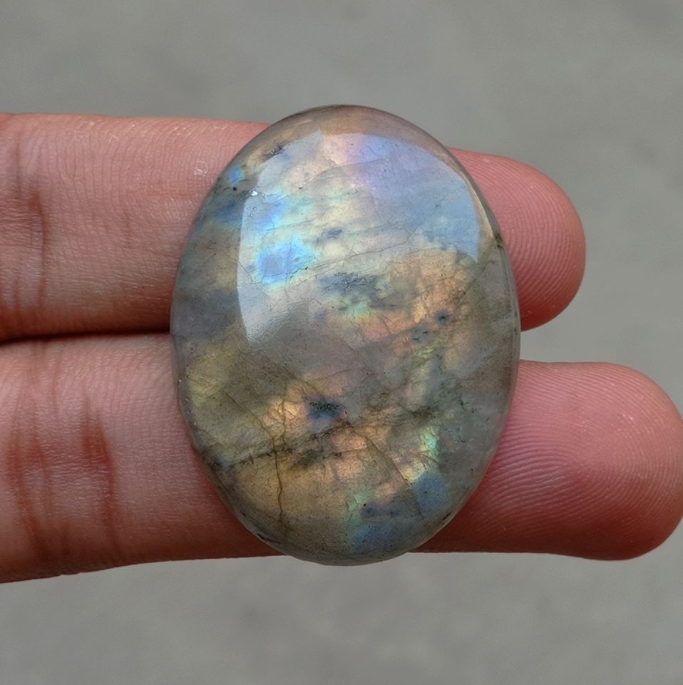53ct Labradorite Cabochon - Spectrolite- Black Moon Stone - 40x30mm