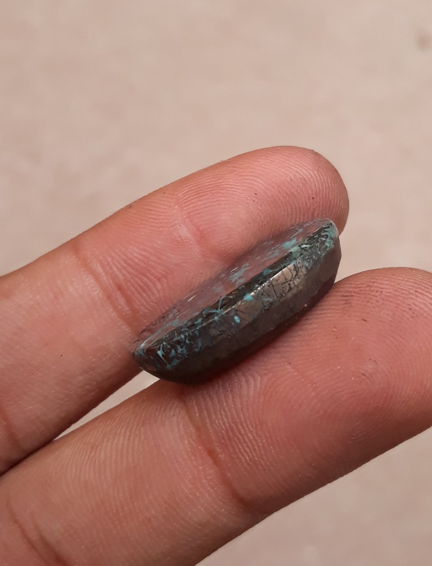 Natural Certified Turquoise with Pyrite - Blue Matrix Turquoise - Shajri Feroza-23.2Ct-25x15mm